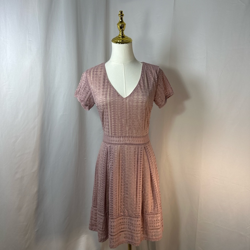 Miami Pink Flutter Sleeve Fit and Flare Dress